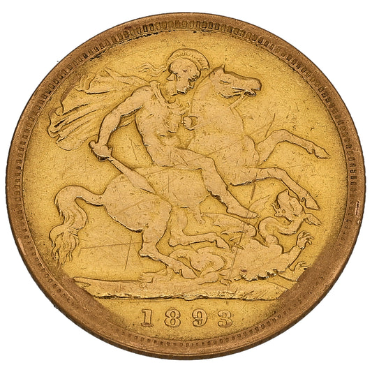 22ct Gold Queen Victoria Half Sovereign Coin 1893