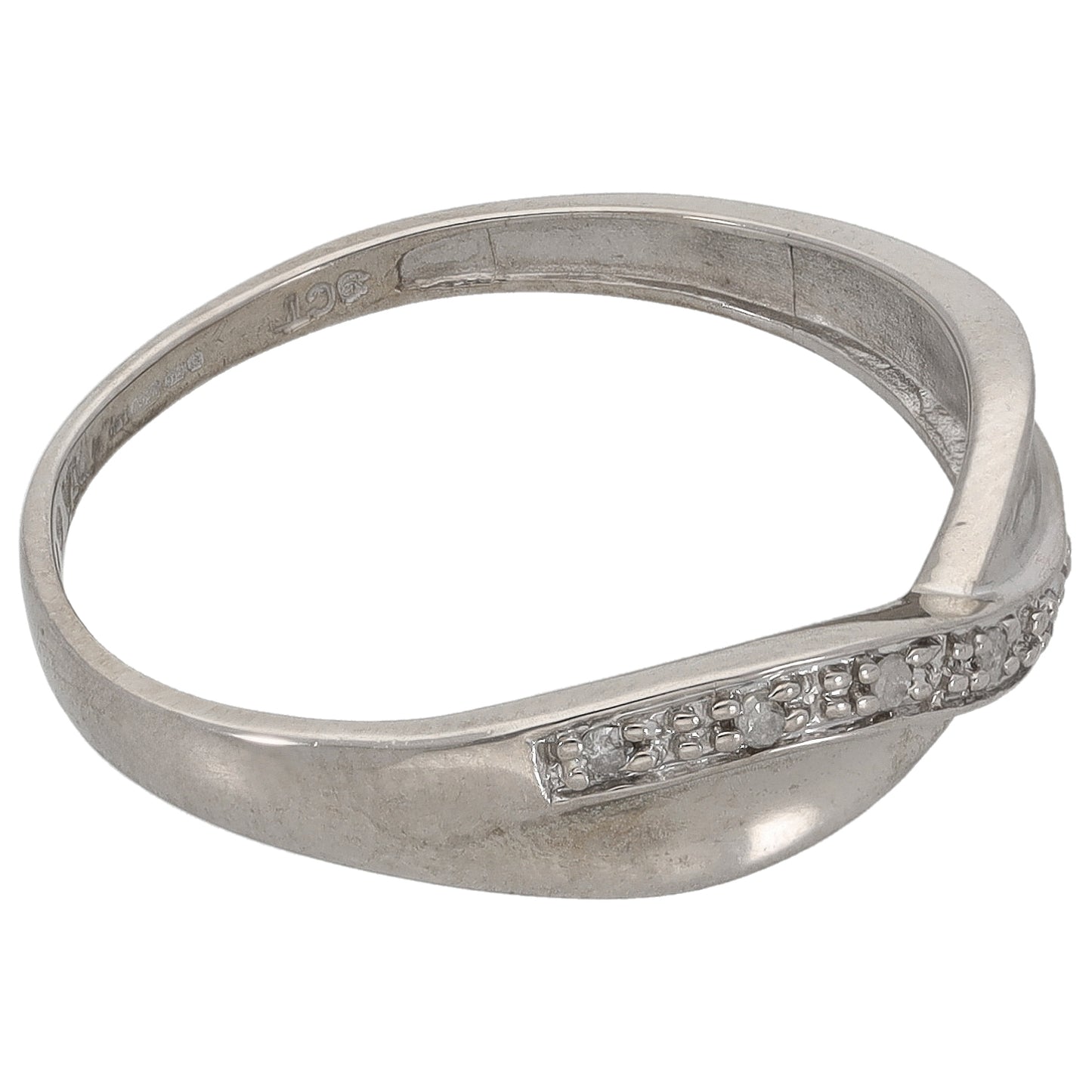 9ct White Gold 0.05ct Diamond Half Eternity Ring Size O