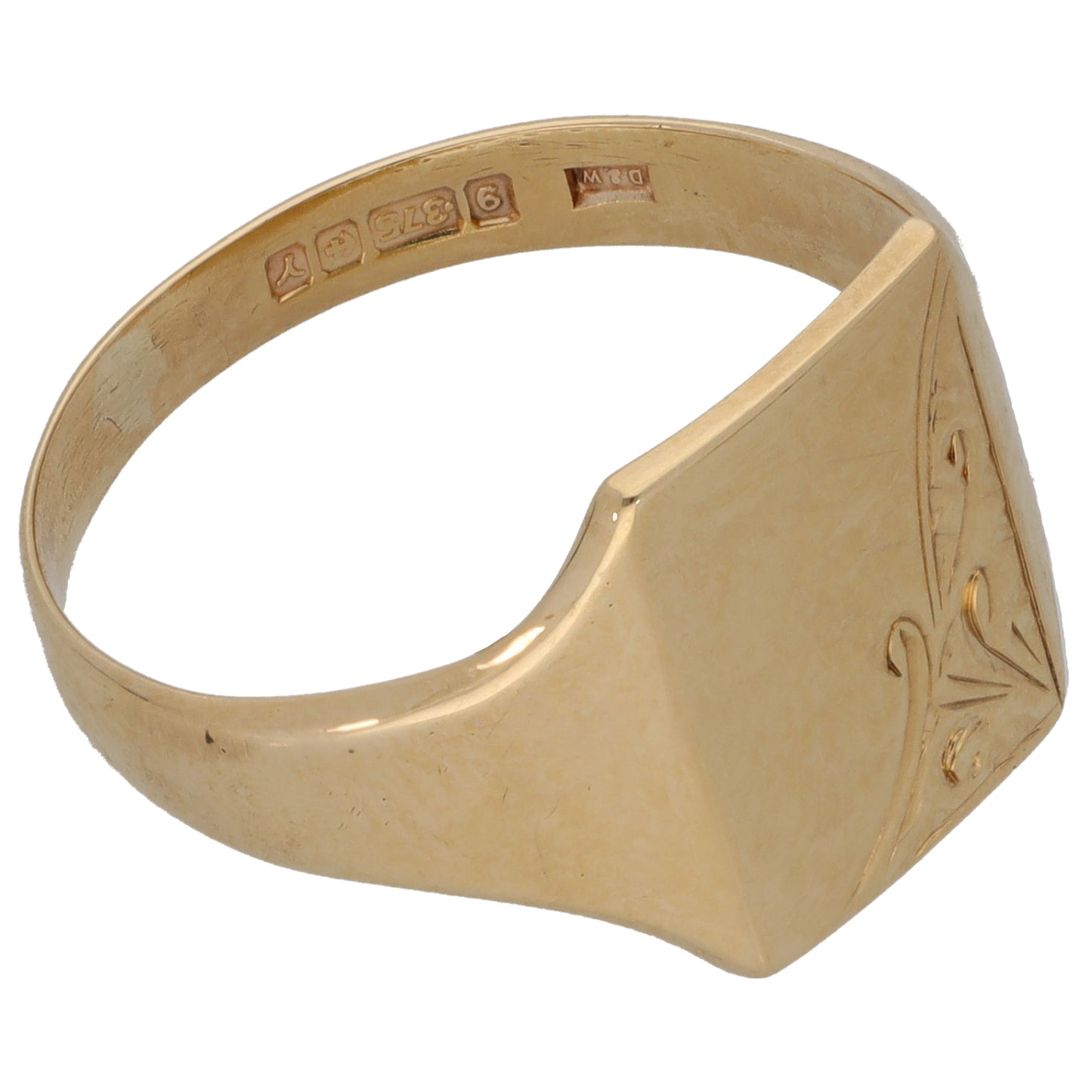 9ct Gold Patterned Signet Ring Size S