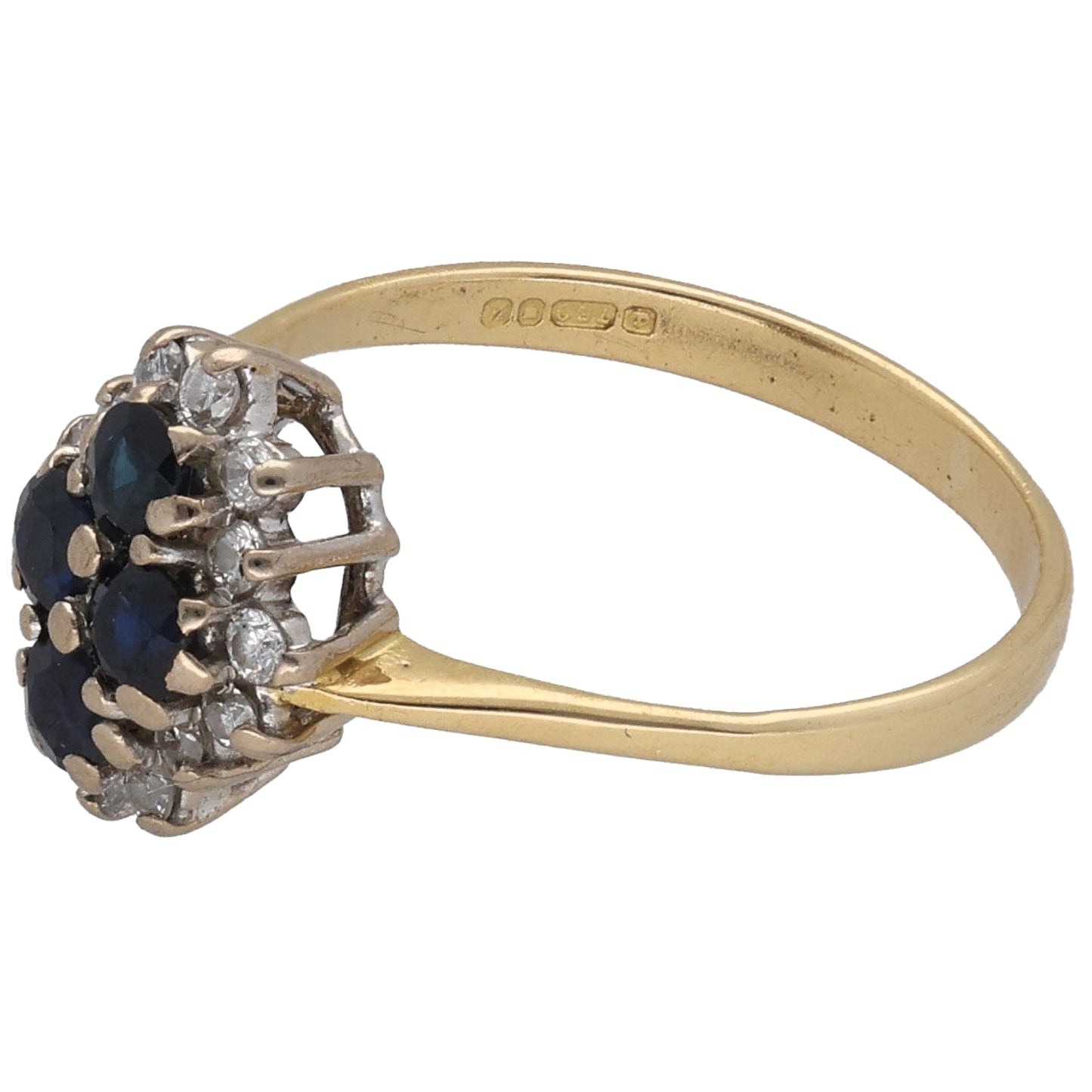18ct Gold Sapphire & 0.28ct Diamond Dress/Cocktail Ring Size M