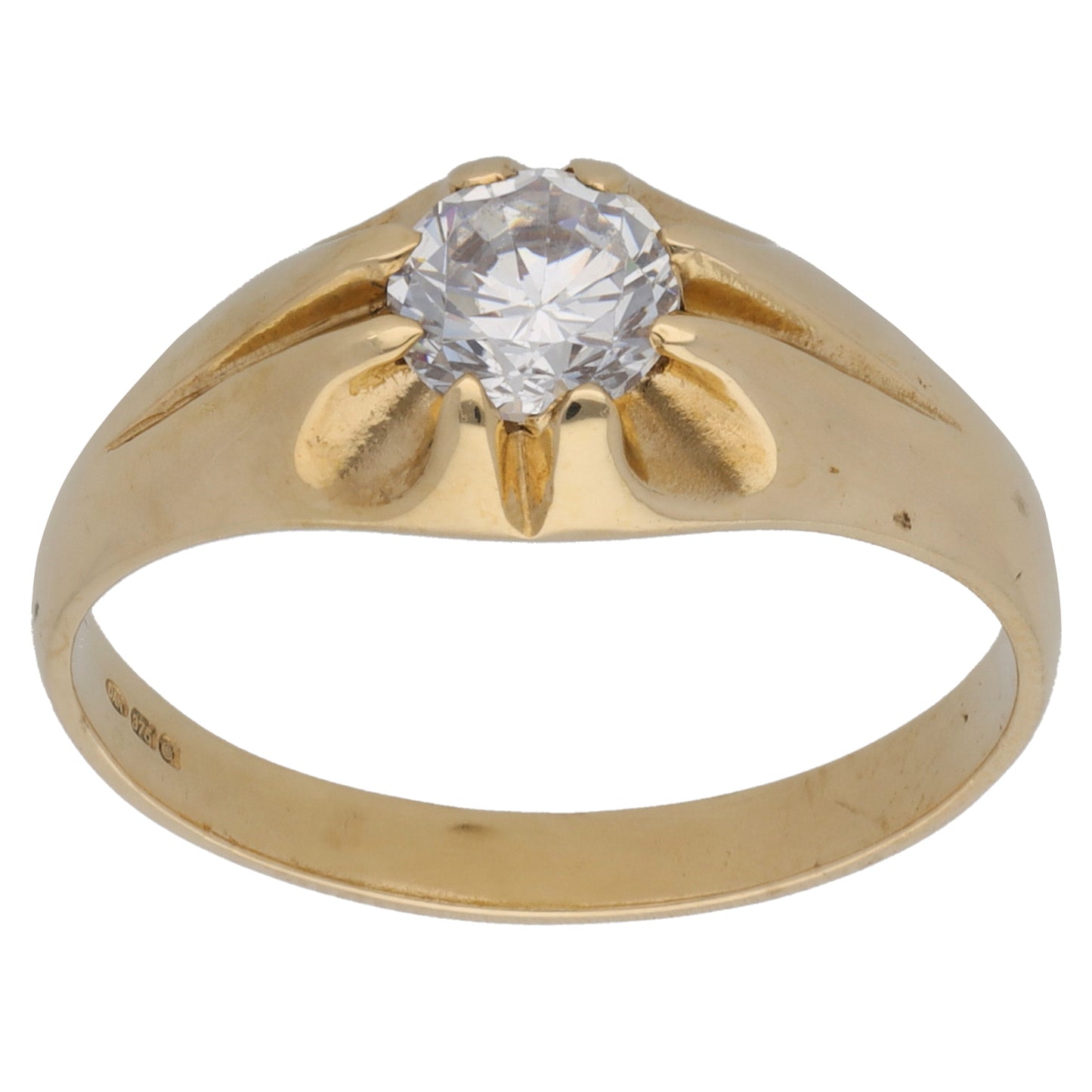 9ct Gold Cubic Zirconia Single Stone Ring Size T