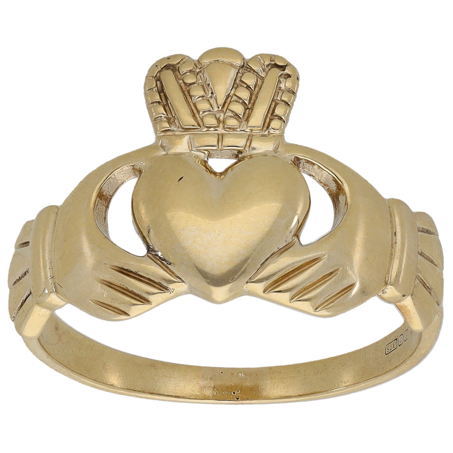 9ct Gold Claddagh Ring Size S