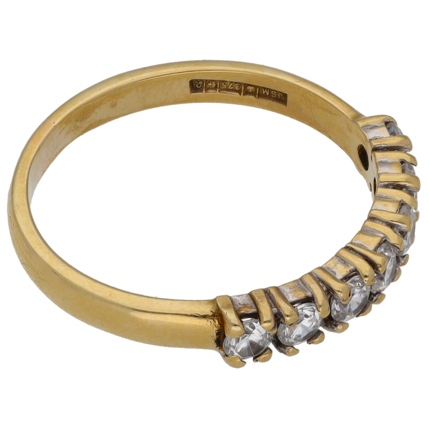 9ct Gold Cubic Zirconia Half Eternity Ring Size P