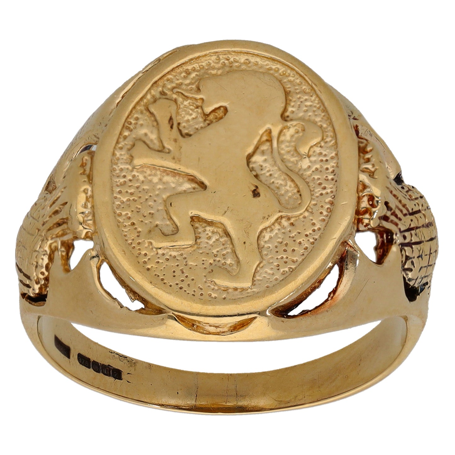 9ct Gold Lion Signet Ring Size X