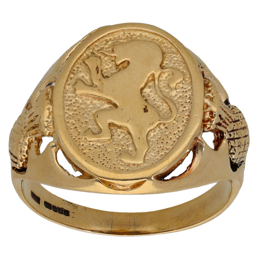 9ct Gold Lion Signet Ring Size X