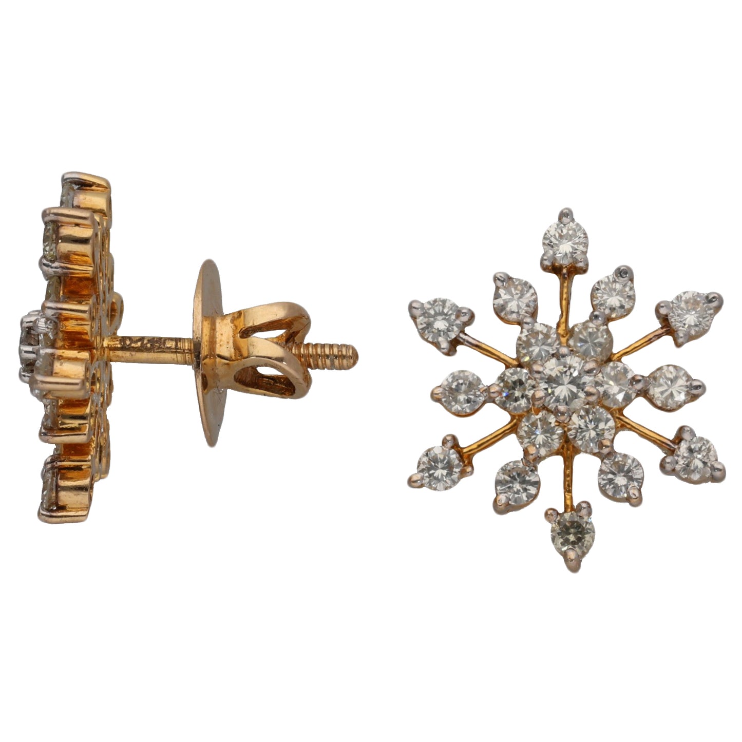 14ct Gold 1.18ct Diamond Snowflake Dress/Cocktail Earrings