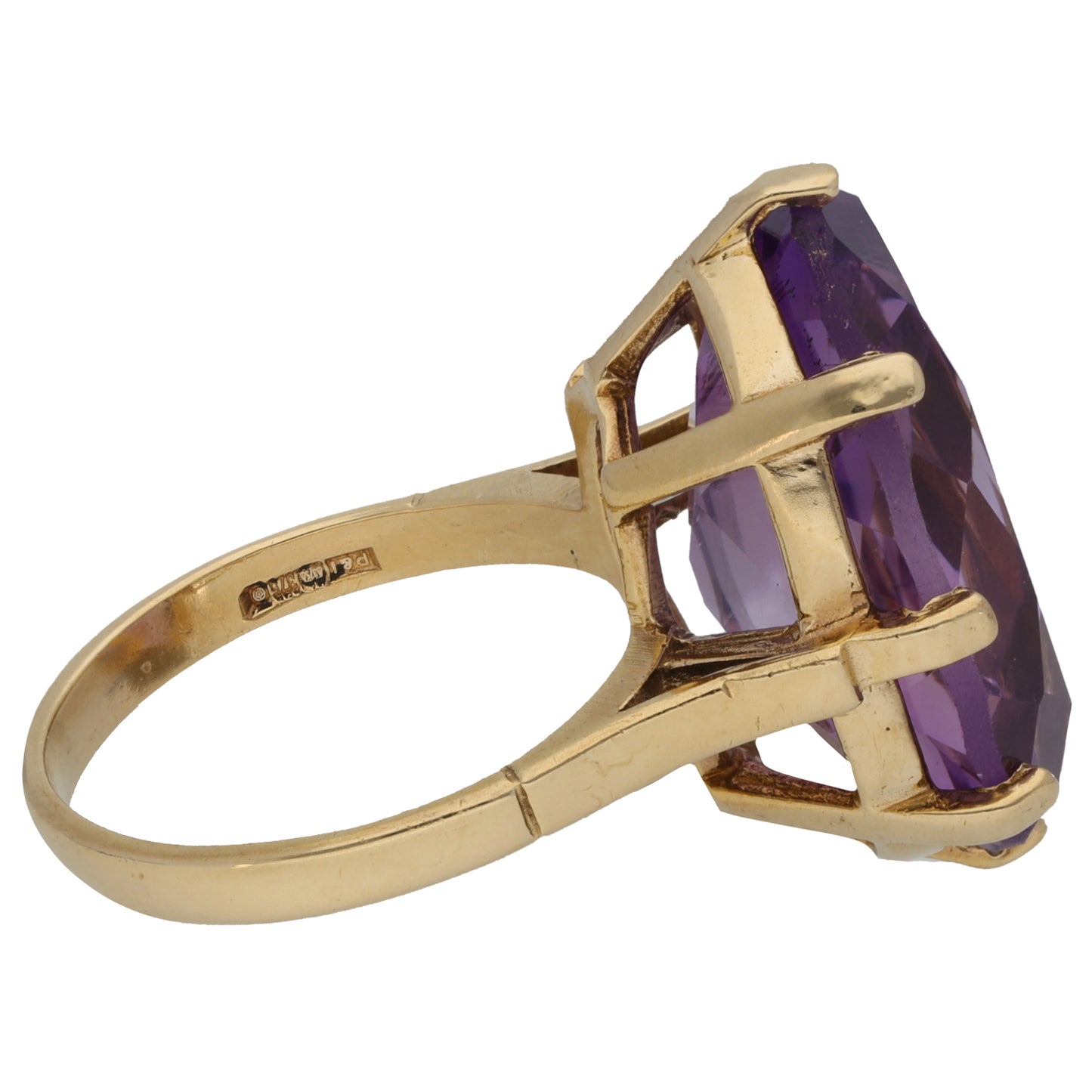 9ct Gold Amethyst Single Stone Ring Size L