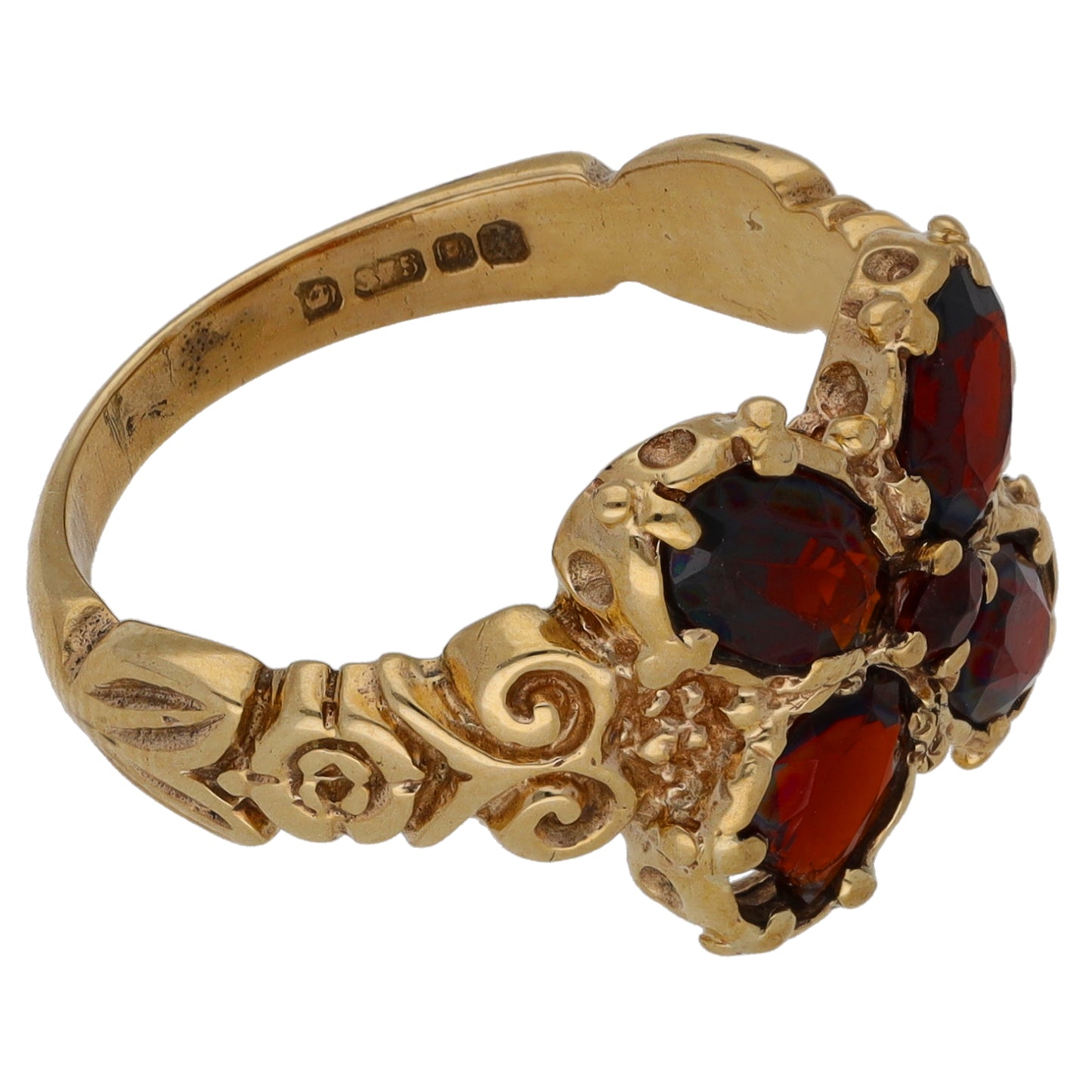 9ct Gold Garnet Dress/Cocktail Ring Size P