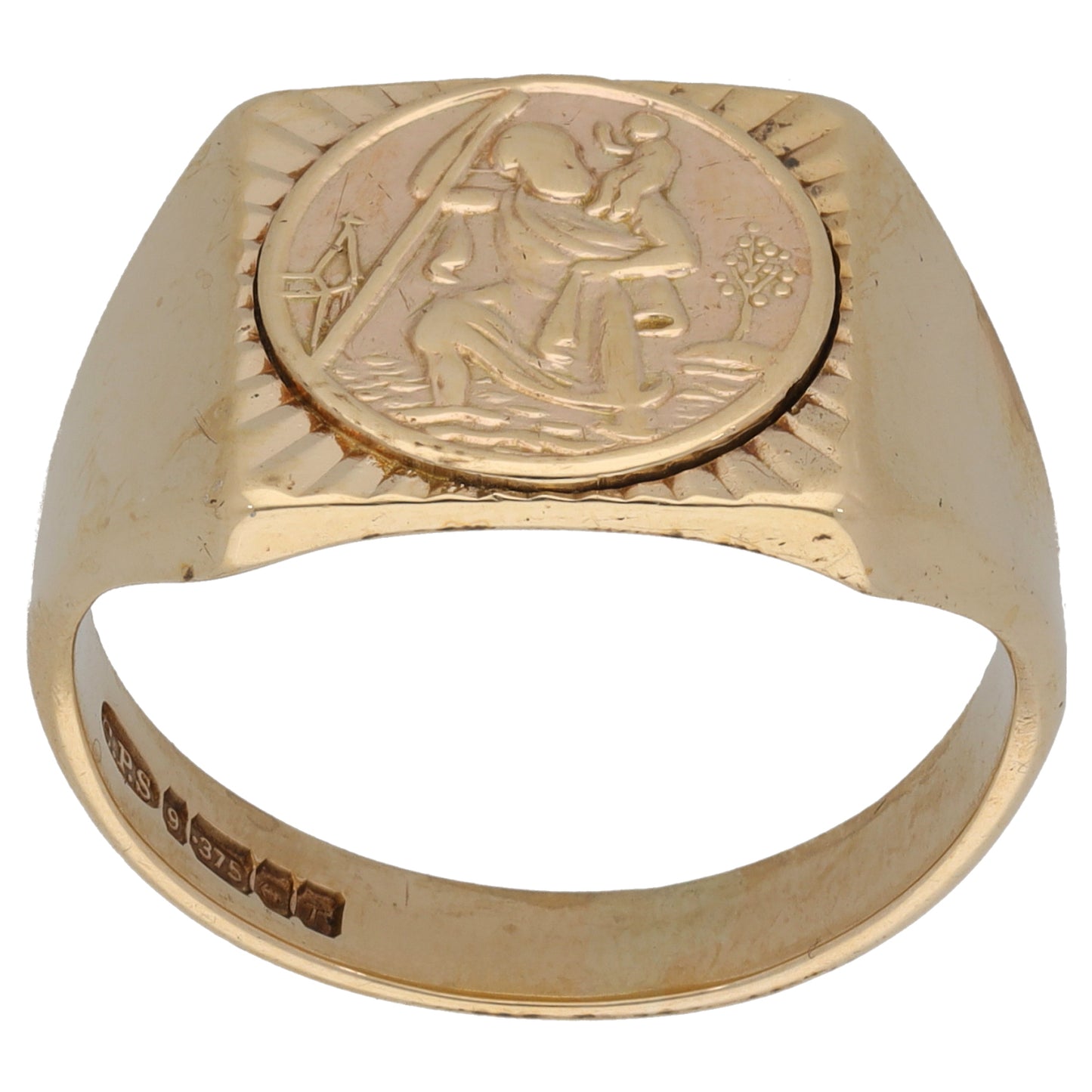 9ct Gold St Christopher Signet Ring Size Y