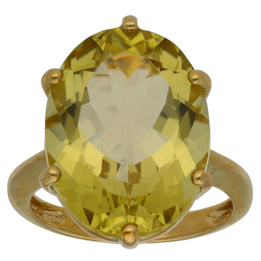 9ct Gold Green Quartz Single Stone Ring Size S