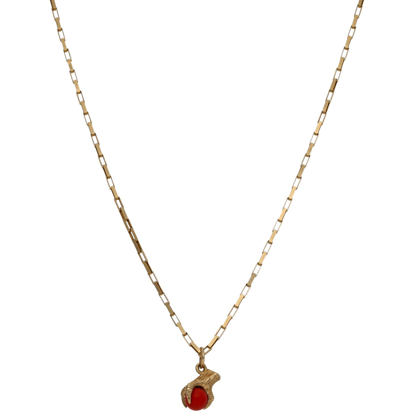 9ct Gold Coral Alternative Pendant With Chain