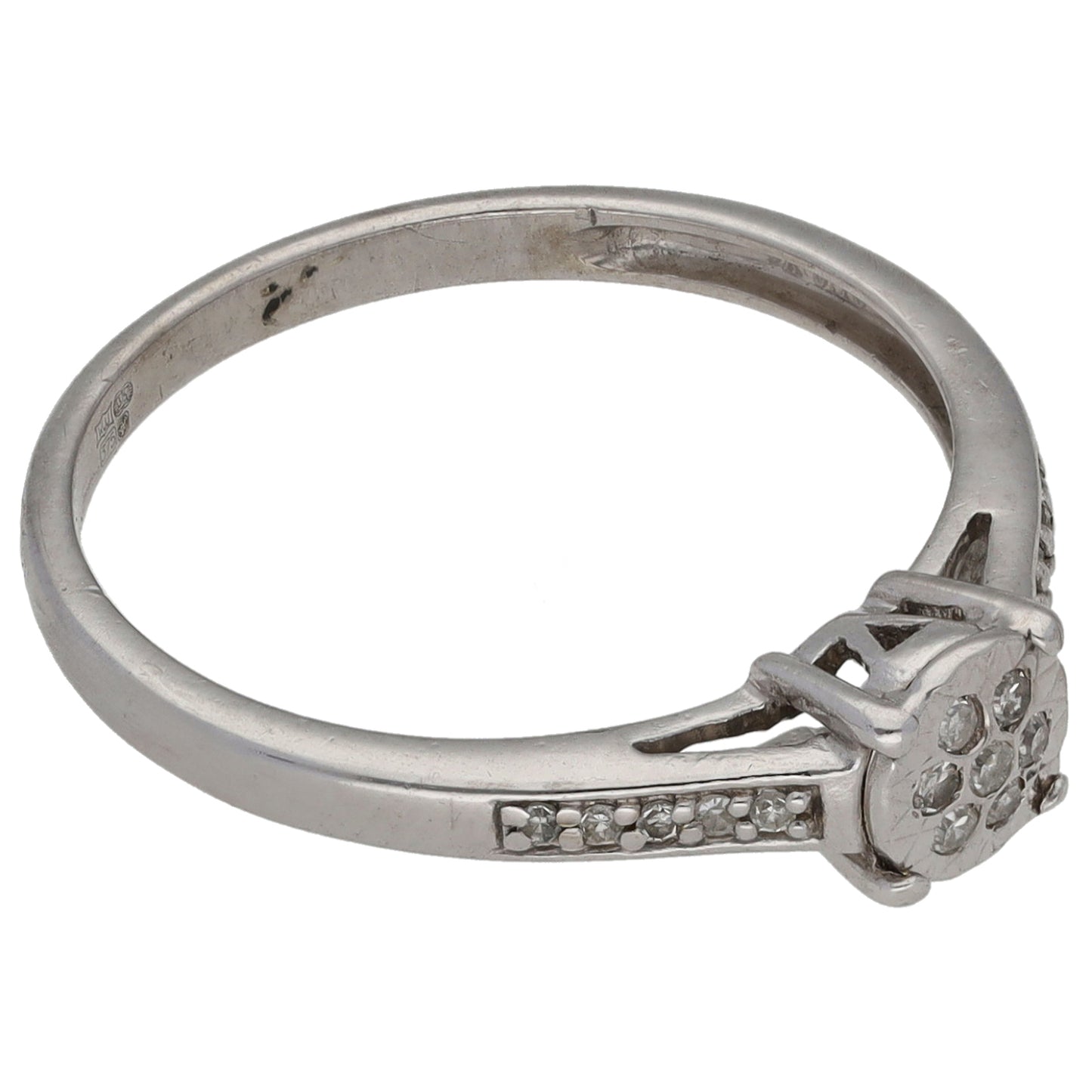 9ct White Gold 0.10ct Diamond Cluster Ring Size N