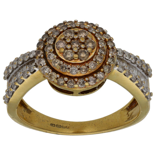 9ct Gold 0.90ct Diamond Cluster Ring Size N