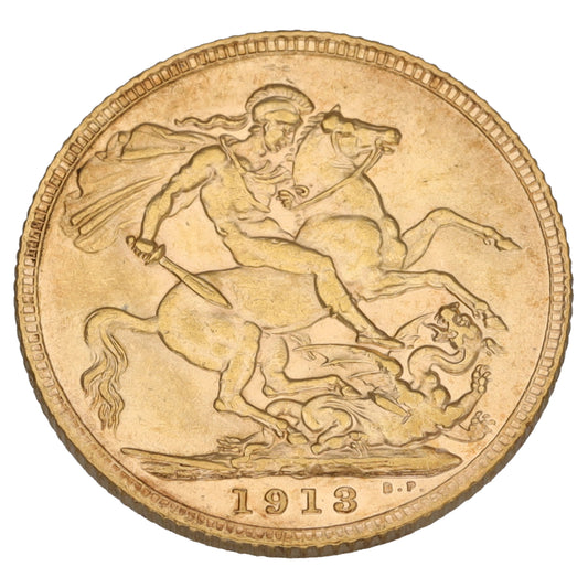 22ct Gold King George V Full Sovereign Coin 1913