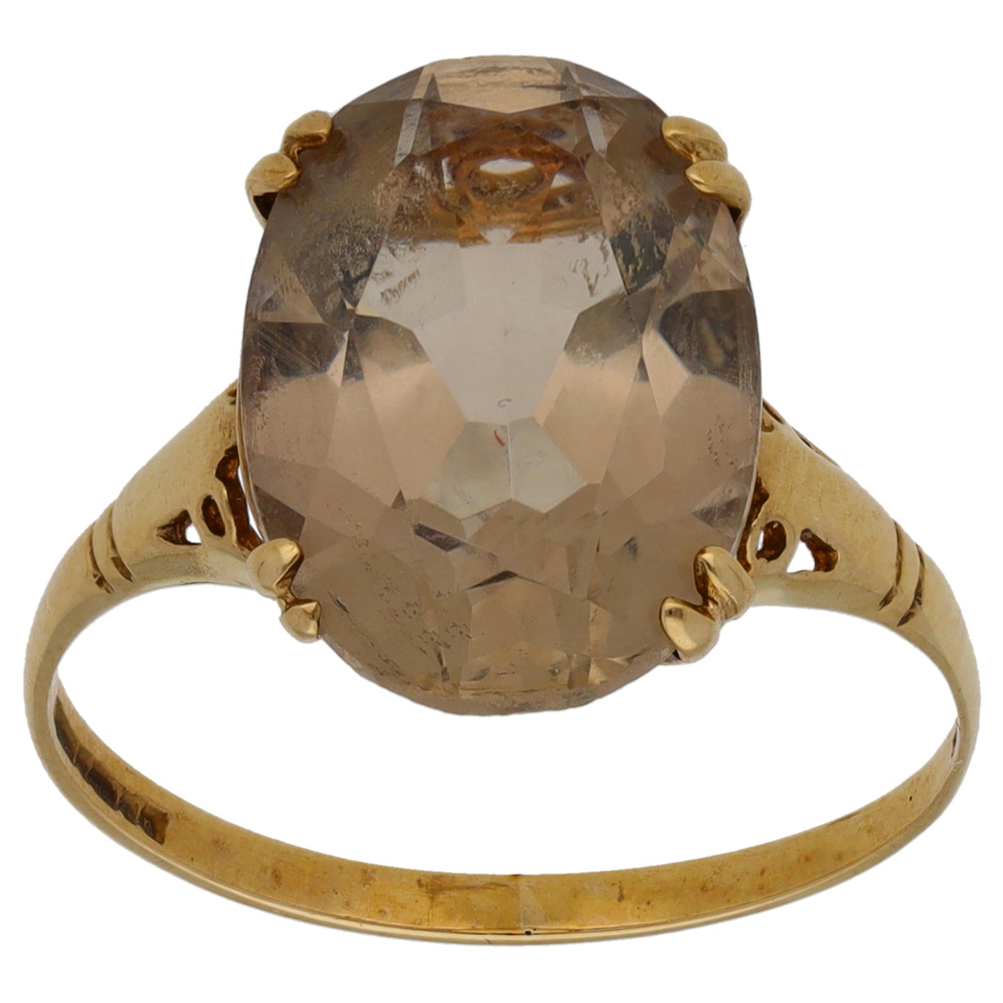 9ct Gold Smoky Quartz Single Stone Ring Size P
