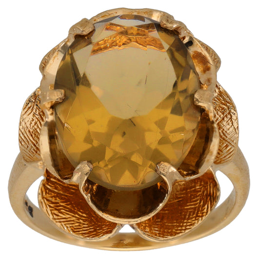 9ct Gold Quartz Single Stone Ring Size M