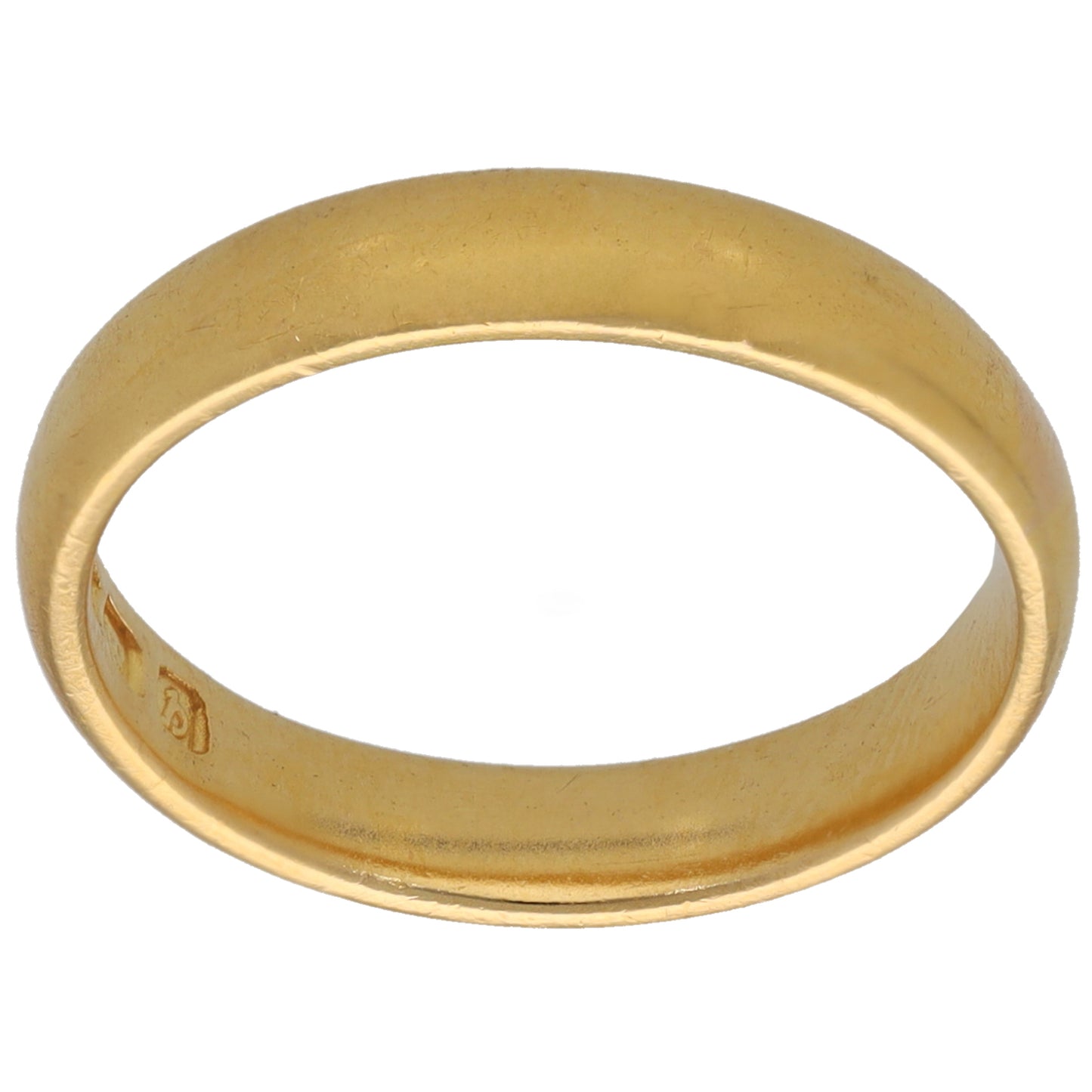 Plain 22ct gold wedding ring, smooth rounded band