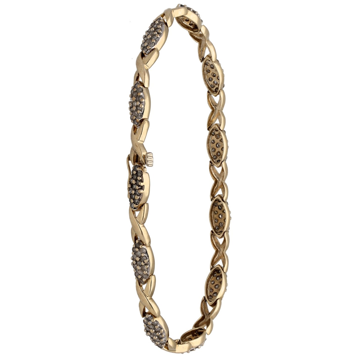 9ct Gold 1.43ct Diamond Fancy Stone Set Bracelet