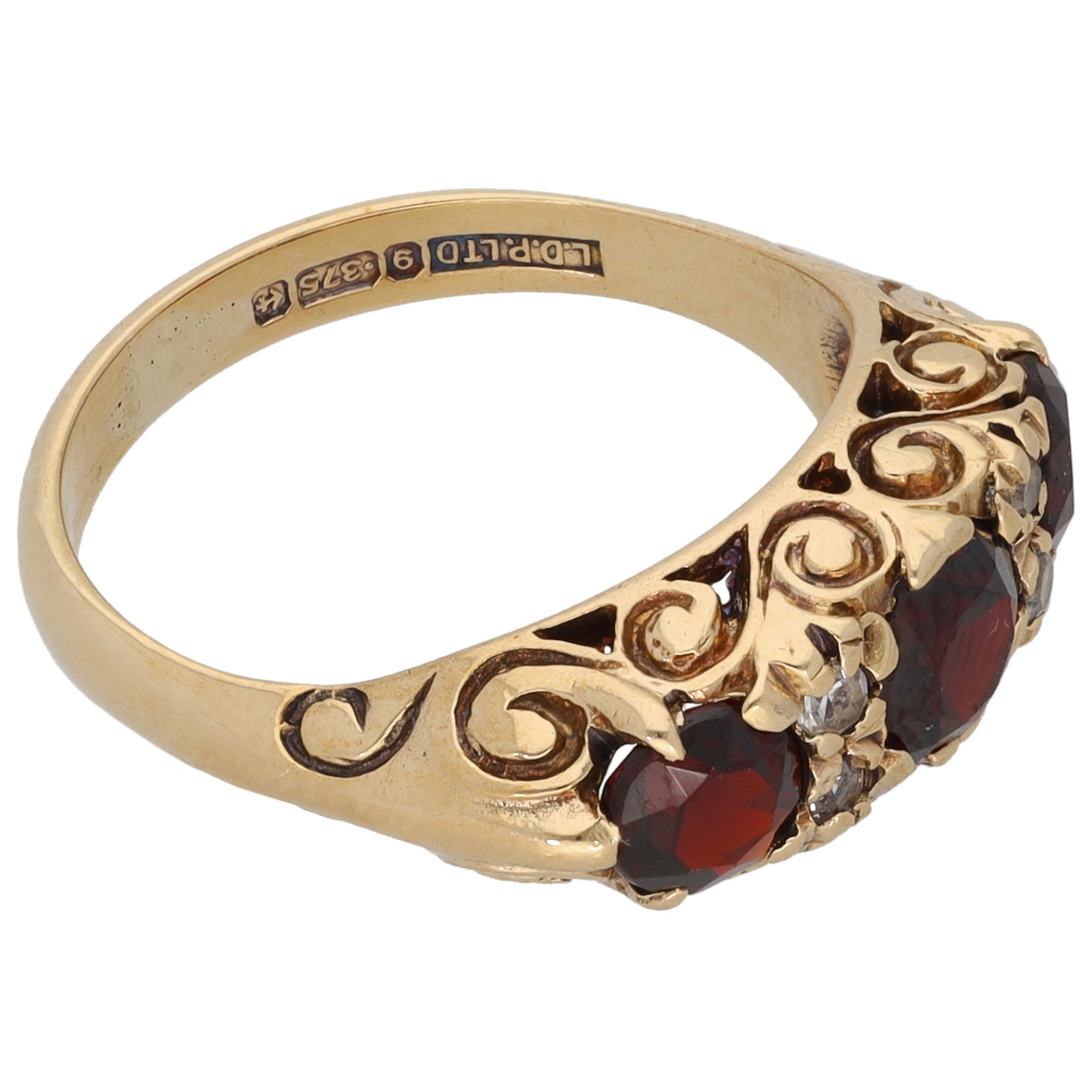 9ct Gold Garnet & Cubic Zirconia Half Eternity Ring Size K