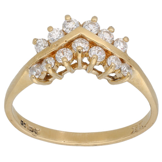 9ct Gold Cubic Zirconia Wishbone Ring Size Q