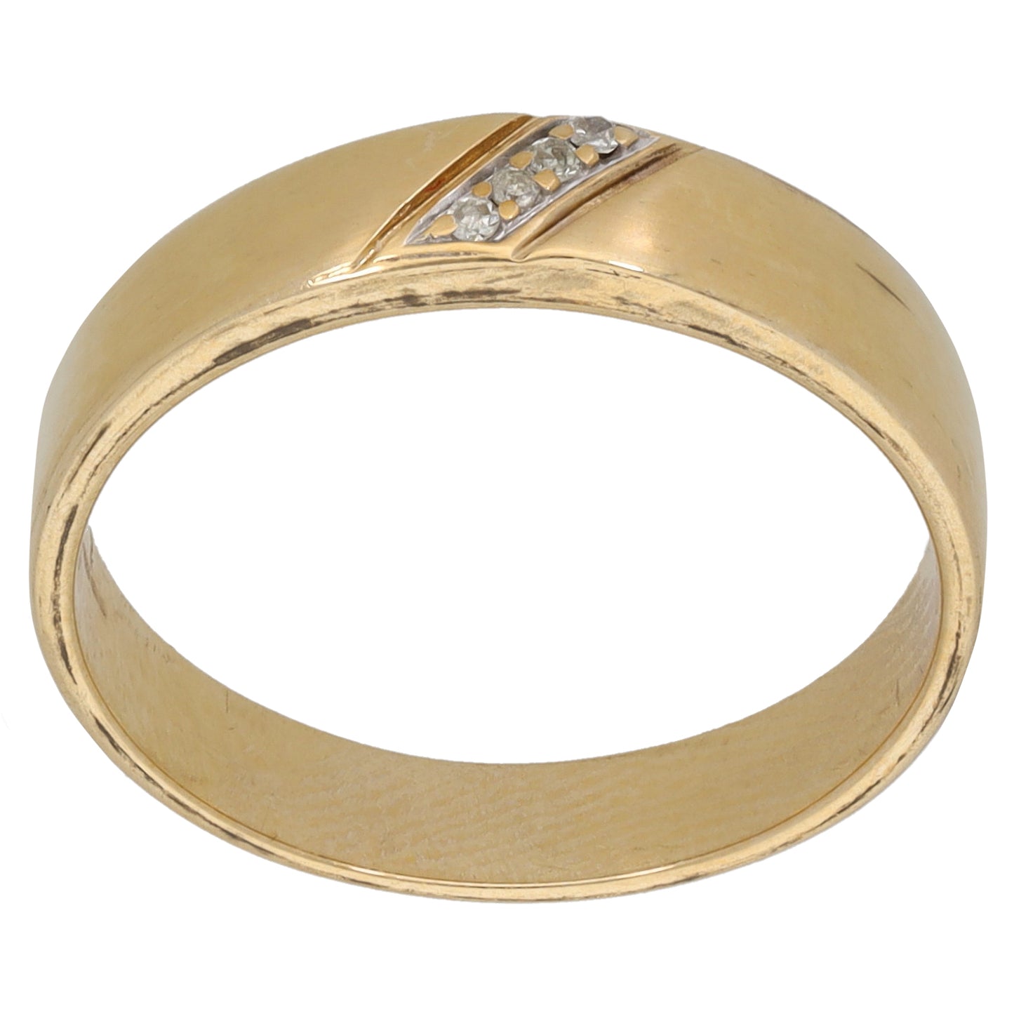 9ct Gold 0.015ct Diamond Patterned Wedding Ring Size O