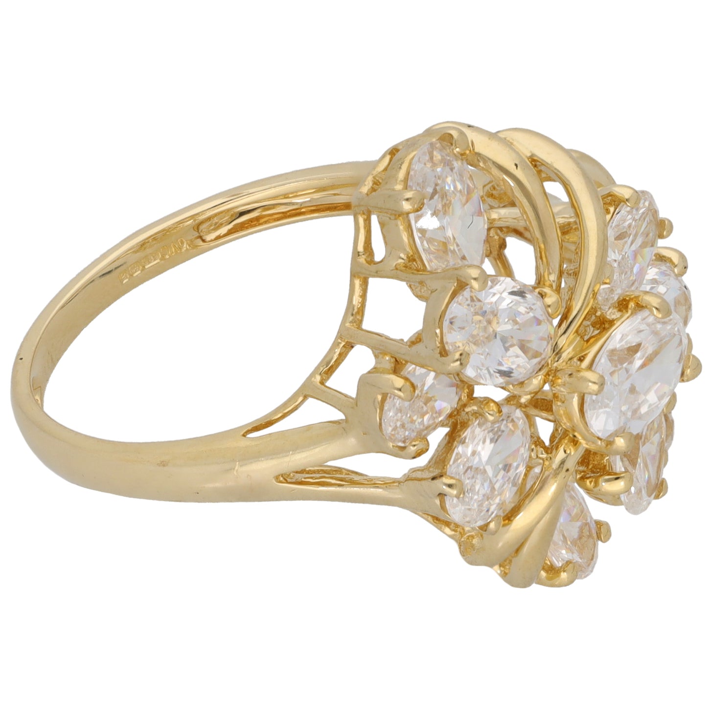 14ct Gold Cubic Zirconia Dress/Cocktail Ring Size P