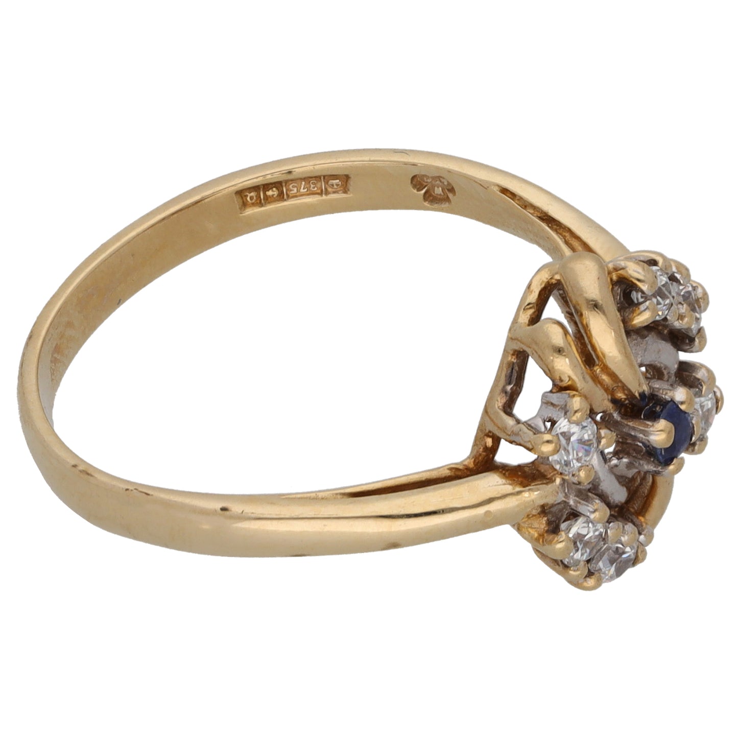 9ct Gold Sapphire & Imitation Gems Dress/Cocktail Ring Size N