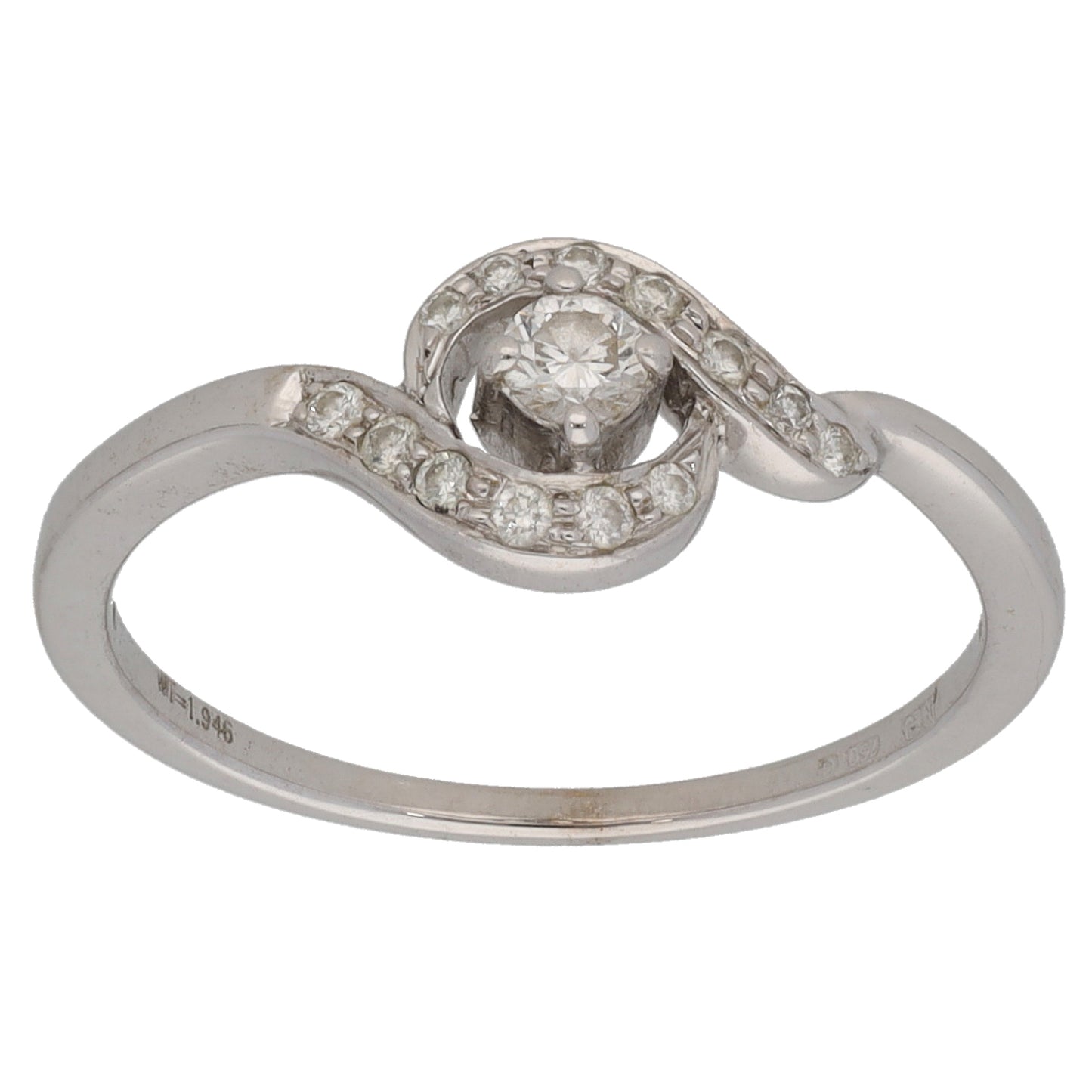 18ct White Gold 0.15ct Diamond Dress/Cocktail Ring Size K