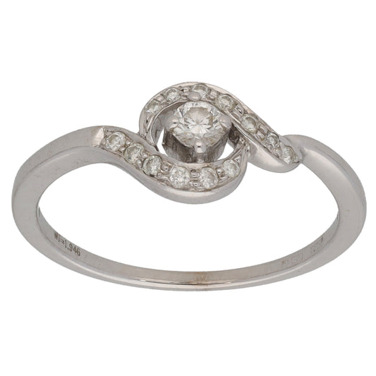 18ct White Gold 0.15ct Diamond Dress/Cocktail Ring Size K
