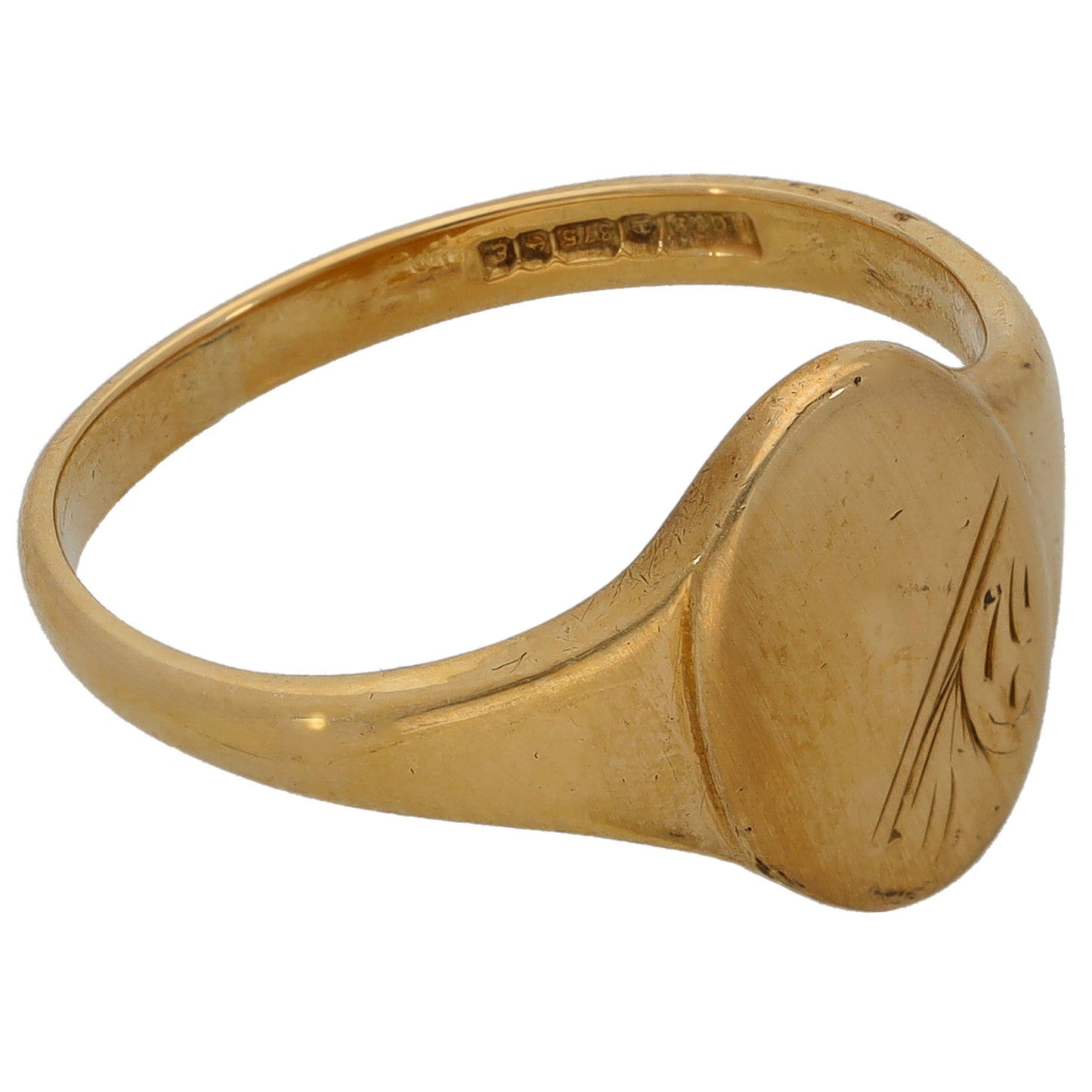 9ct Gold Crest/Emblem Signet Ring Size P