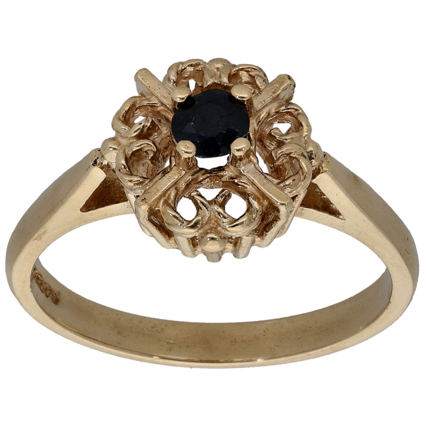 9ct Gold Sapphire Single Stone Ring Size N 1/2