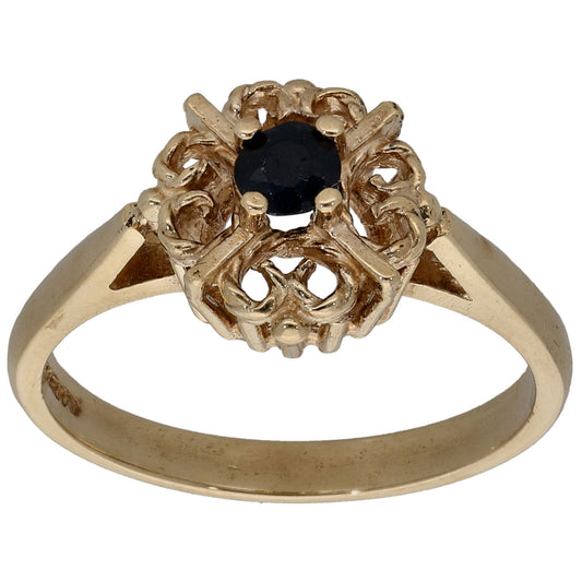 9ct Gold Sapphire Single Stone Ring Size N 1/2
