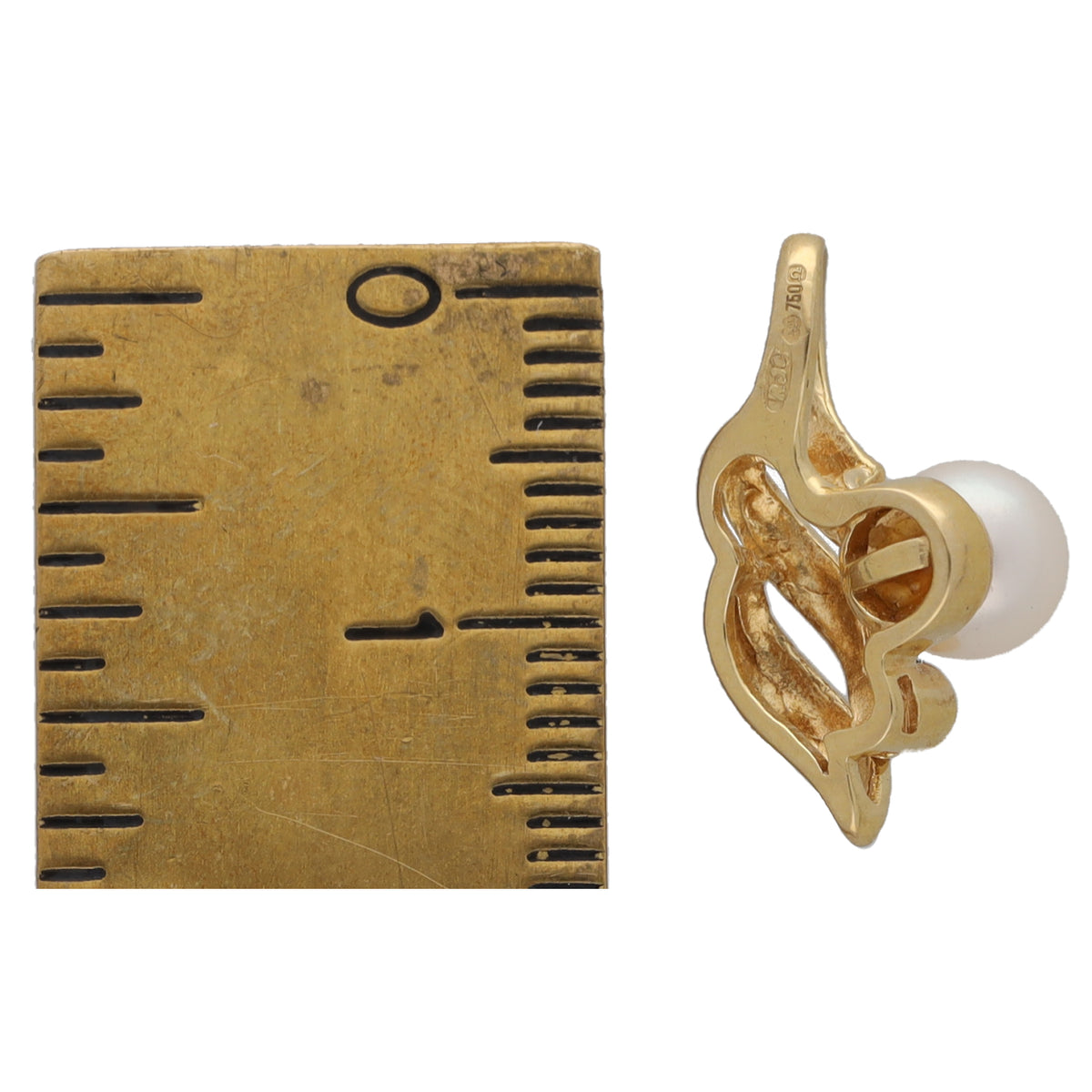 18ct Gold Cultured Pearl & 0.02ct Diamond Dress/Cocktail Pendant