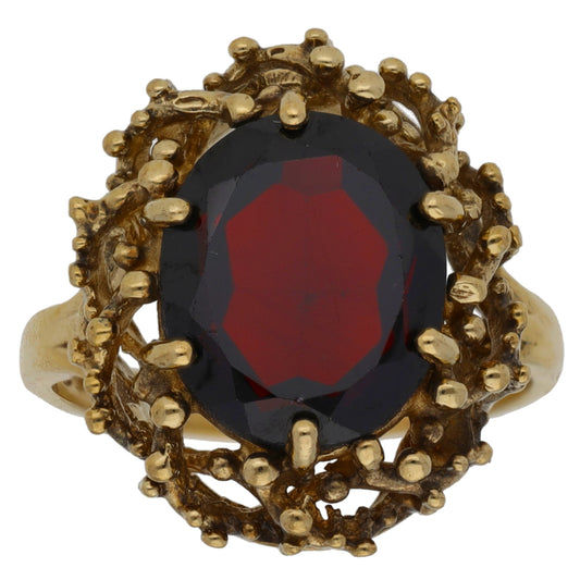 9ct Gold Garnet Single Stone Ring Size M