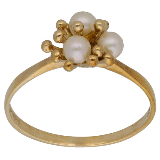 9ct Gold Cultured Pearl Dress/Cocktail Ring Size Q