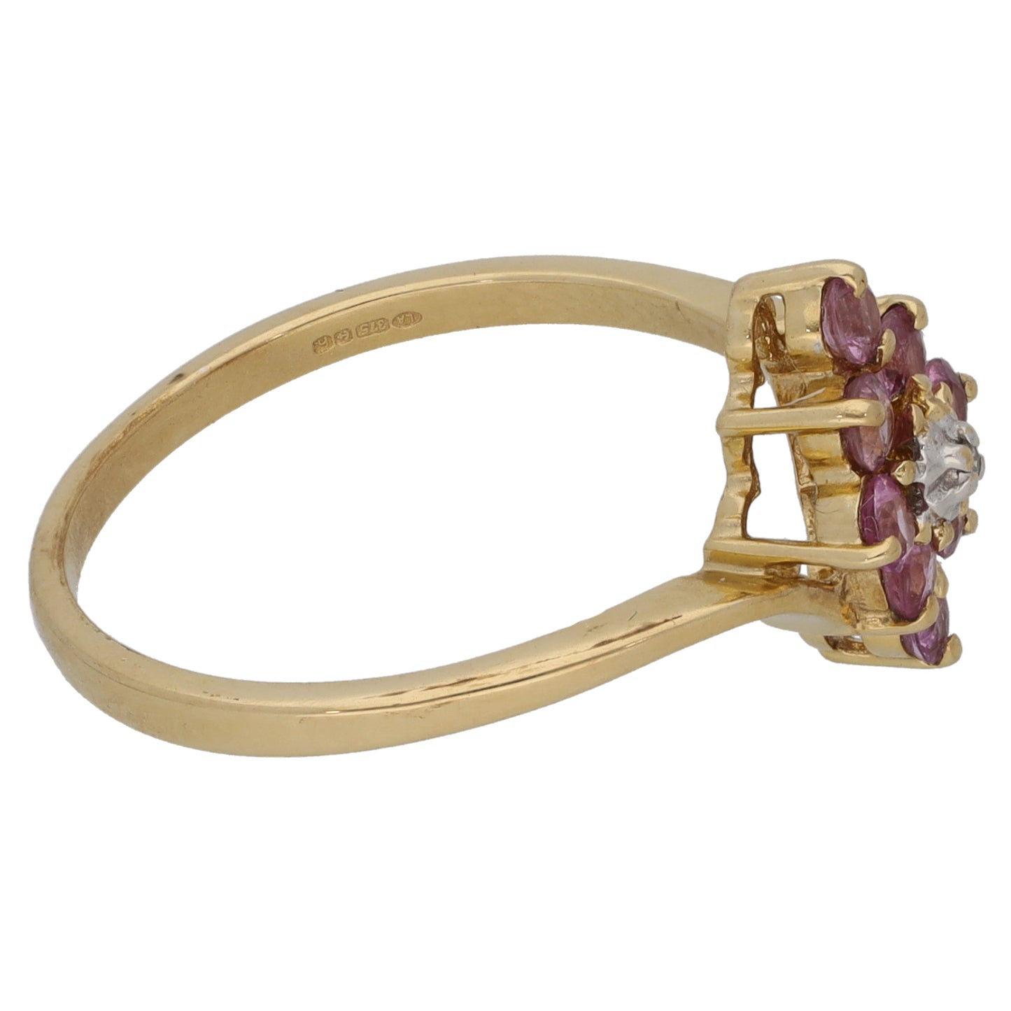 9ct Gold Sapphire & 0.005ct Diamond Dress/Cocktail Ring Size P