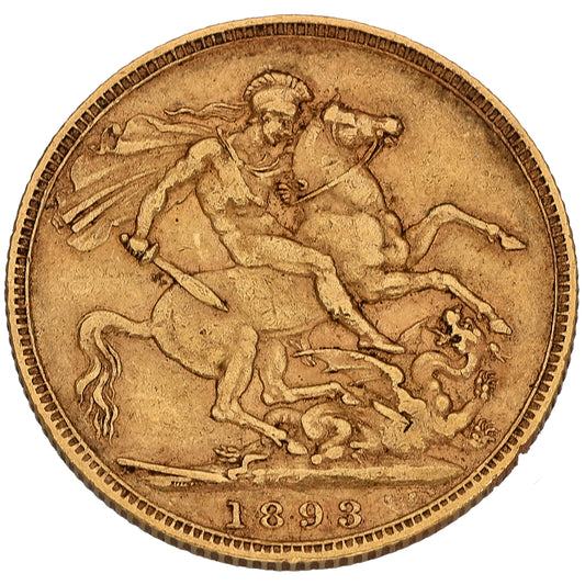 22ct Gold Queen Victoria Full Sovereign Coin 1893
