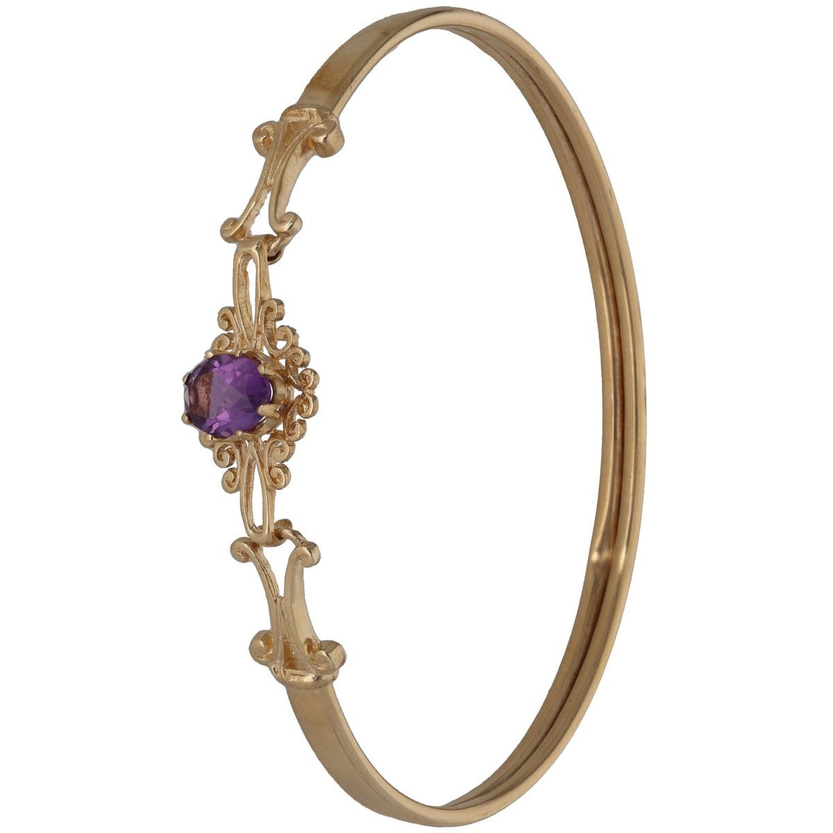 9ct Gold Amethyst Hinged/Clasp Bangle