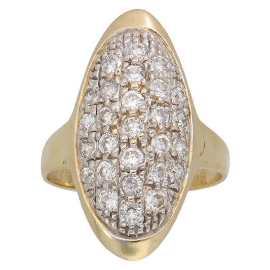 9ct Gold Cubic Zirconia Dress/Cocktail Ring Size S