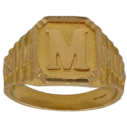 22ct Gold Initial M Signet Ring Size M