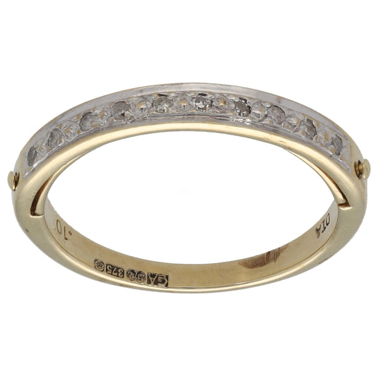 9ct Gold 0.10ct Diamond Half Eternity Ring Size O