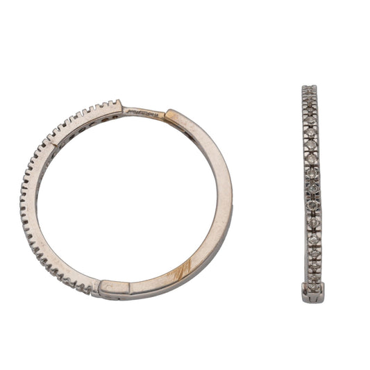 9ct White Gold 0.19ct Diamond Hoop Earrings