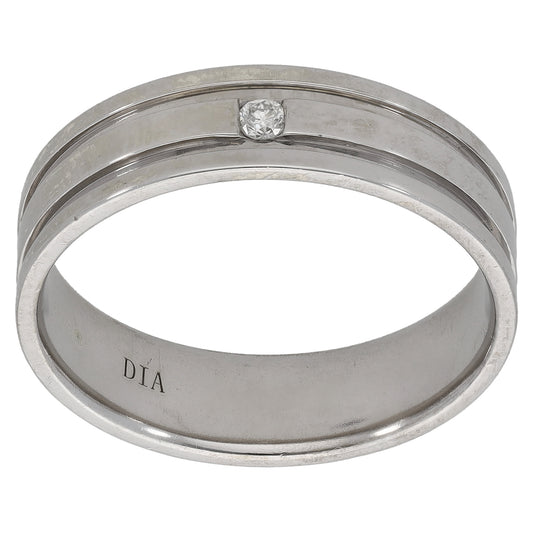 9ct White Gold 0.03ct Diamond Patterned Wedding Ring Size V
