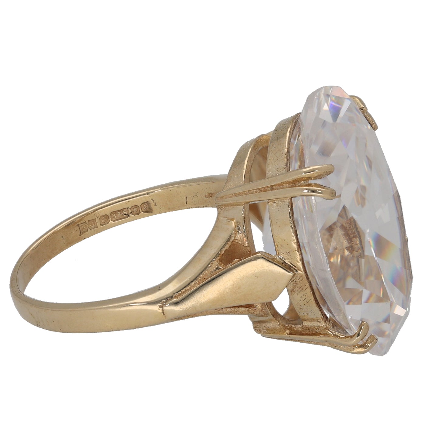 9ct Gold Cubic Zirconia Single Stone Ring Size P