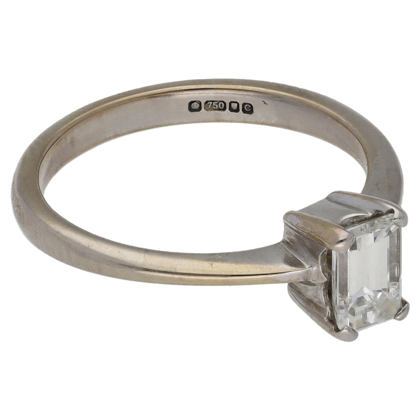 18ct White Gold 0.75ct Diamond Solitaire Ring Size M