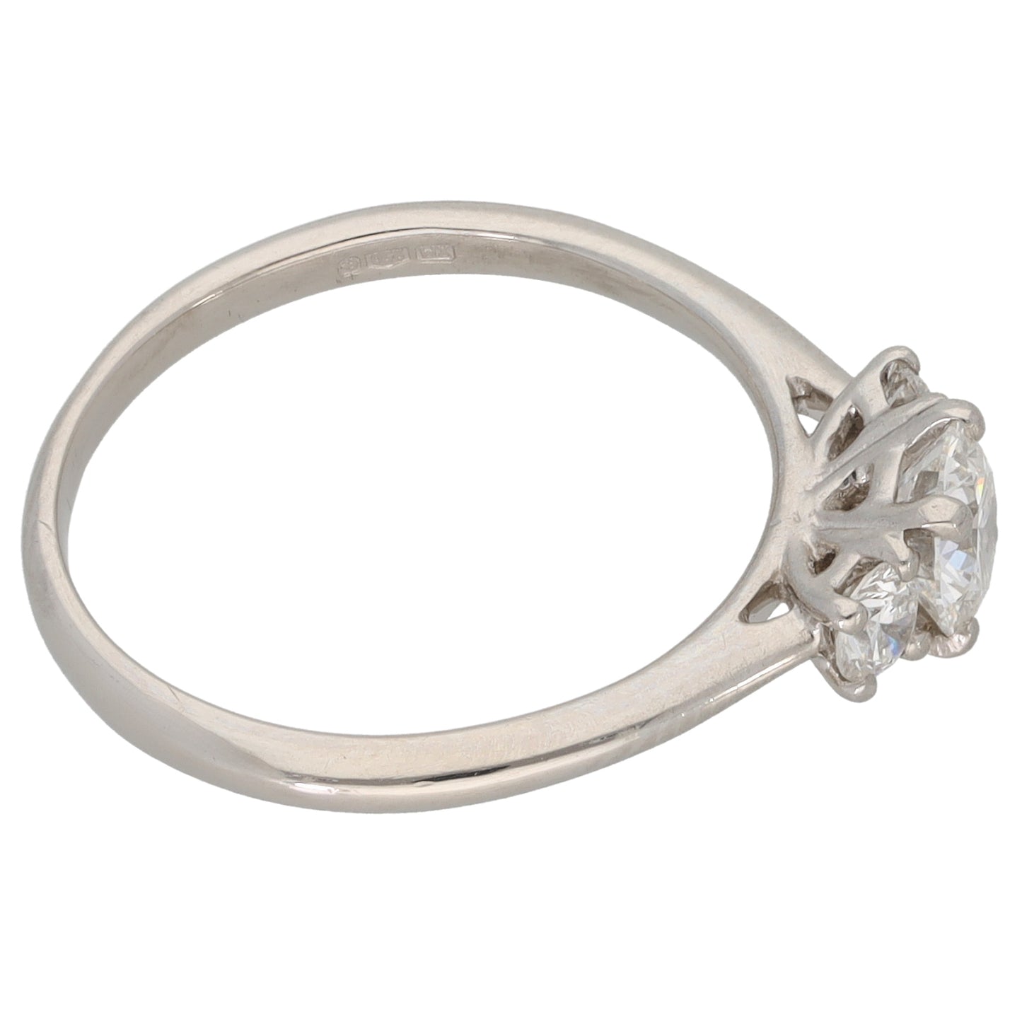 Platinum 0.65ct Diamond Trilogy Ring Size M