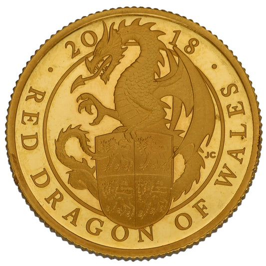 24ct Gold Red Dragon Of Wales 1/4 OZ Coin 2018