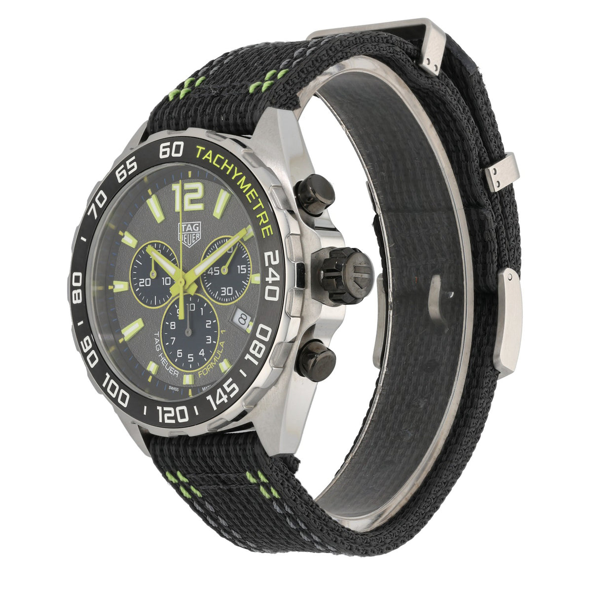 Tag Heuer Formula 1 CAZ101AG, grey and green dial with adjustable fabric bracelet, front image