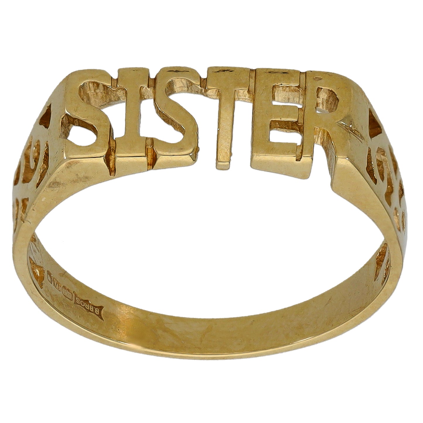 9ct Gold Sister Ring Size P