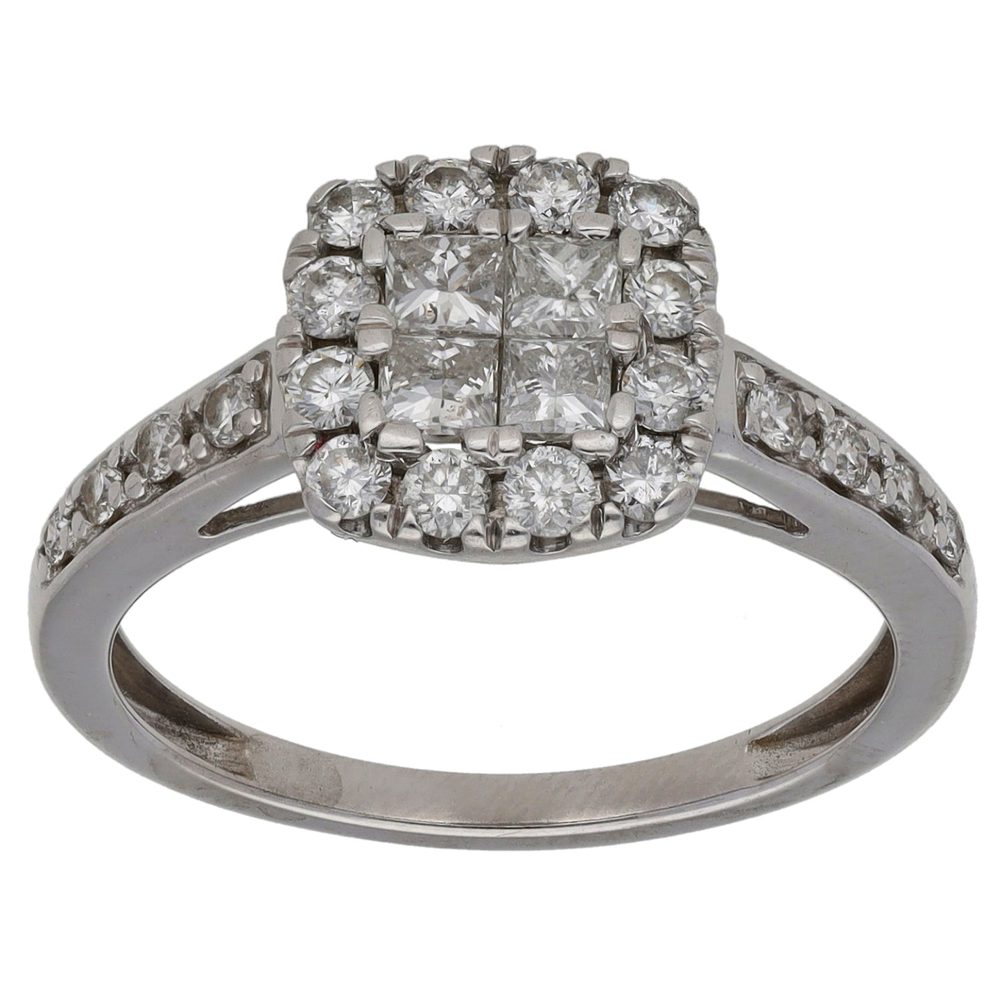 18ct White Gold 0.87ct Diamond Dress/Cocktail Ring Size M